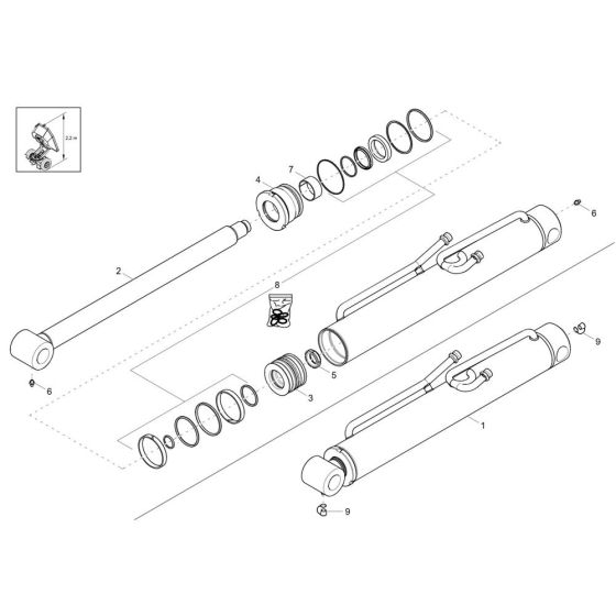 Tilt Ram Assembly - Wacker DW20-2