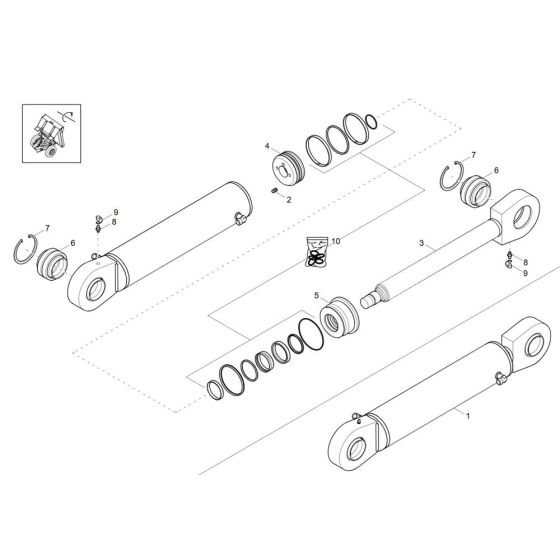 Tilt Ram Assembly for Wacker DW90-3