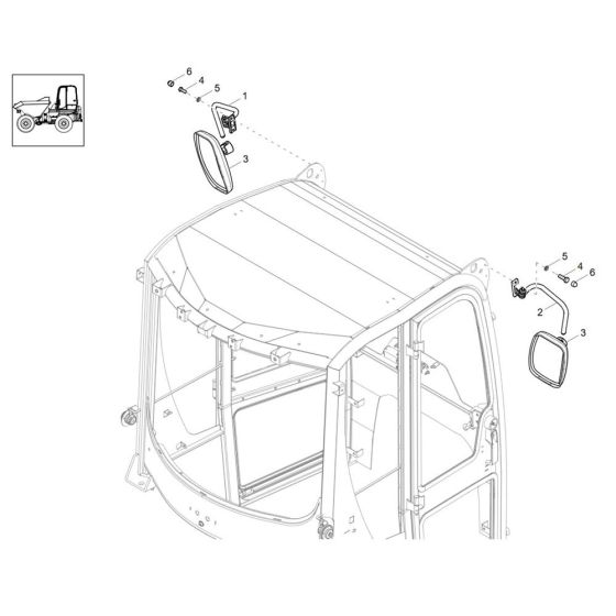 Mirror Assembly for Wacker DW90-3