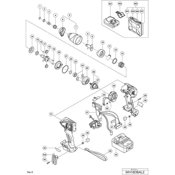 Main Assembly for Hikoki WH18DBAL2