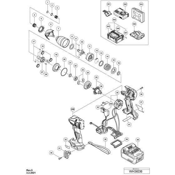 Hikoki WH36DB Assembly