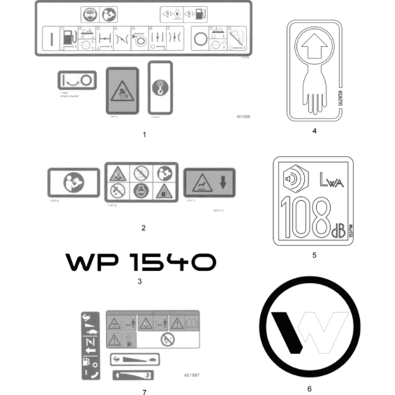 Labels Ass'y for Wacker WP1540 - 5000630067 (Rev.104) Plate Compactors