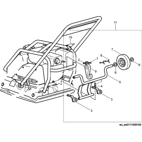 Wheel Assy for Wacker WP1540A 5000008061 (Honda) Rev.119 Plate Compactor