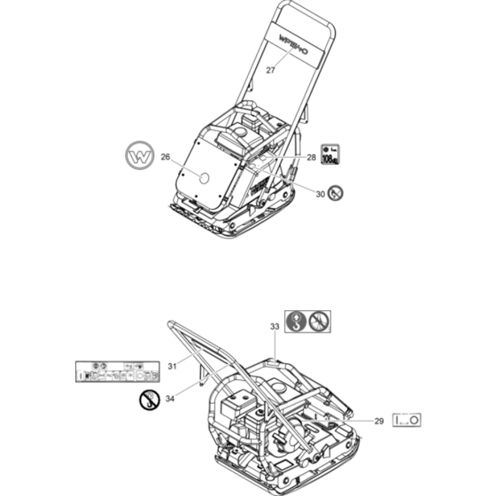 Labels Assy for Wacker WP1540A 5100018330 (Honda) Rev.102 Plate Compactor