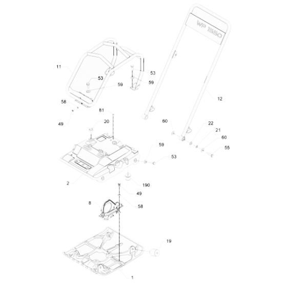 Guide Handle/Baseplate Ass'y for Wacker WP1550-5000630065(Rev.100)Compactor