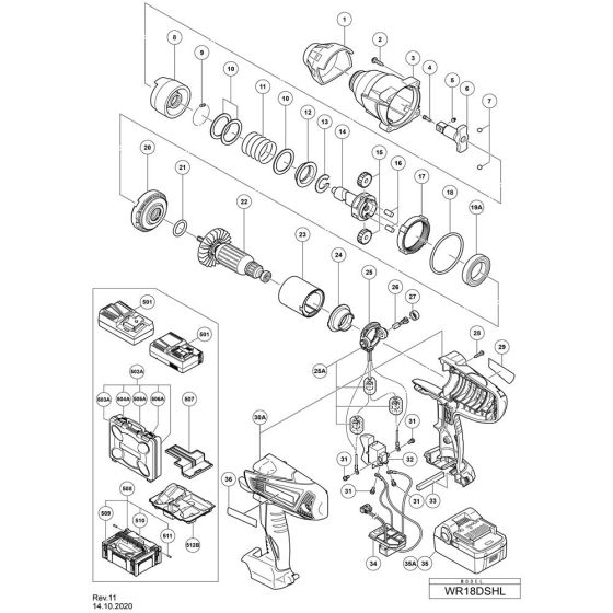 Main Assembly for Hikoki WR18DSHL