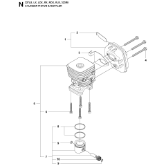 Cylinder & Muffler for 327RJX