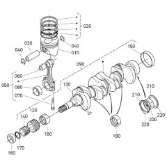 Crankshaft, Piston Assembly for Kubota V1505-E3B Engine