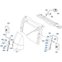 Mirror Assembly for Kubota KX080-3 Mini Excavator