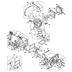 Crankcase, Cylinder, Muffler