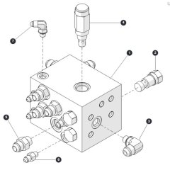 Splitter Manifold for Skyjack SJ6832 (B200000001 - B200999999) RT Scissor Lift