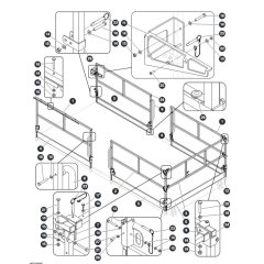 Main Platform Railings - Single Extension Deck for Skyjack SJ9664 RT Scissor Lift