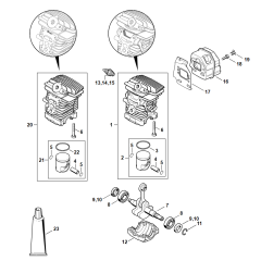 Cylinder & Muffler for Stihl MS171