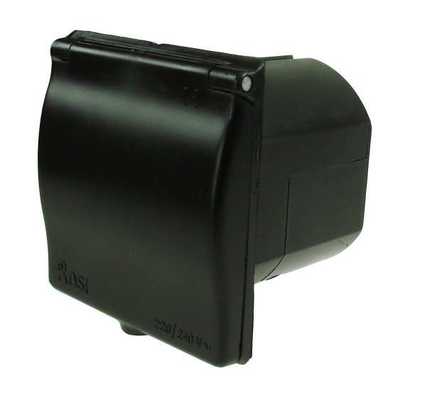 240V 16A Black Mains Flush Fit Socket