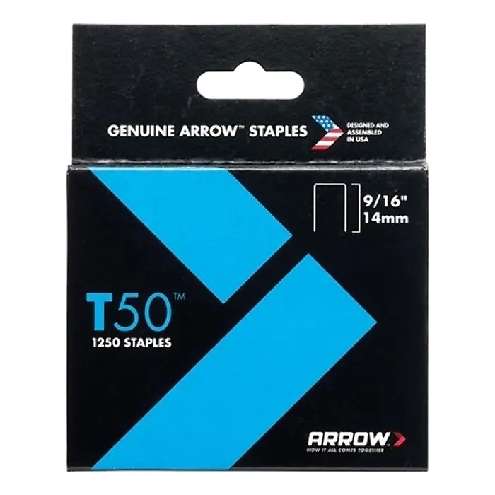 9/16in Box 1250 Arrow T50 Staples 14mm 