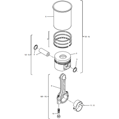 Piston, Conrod, Cylinder Assembly for Hatz 1B30 Engine