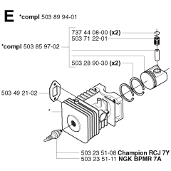 Cylinder Piston Assembly for Husqvarna 225 H60 Hedge Trimmers