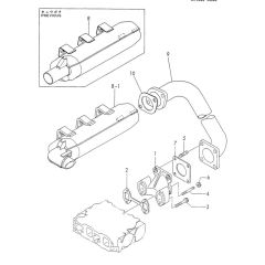 Exhaust Manifold, Silencer Assembly for Yanmar 2TN66L-UTBA Engine