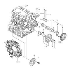 Camshaft, Driving Gear Assembly for Yanmar 2TNV66-DMC Engine