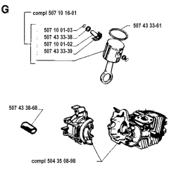Cylinder Piston Assembly For Husqvarna 35 Chainsaw