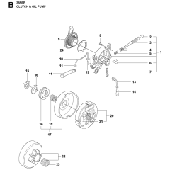 Clutch & Oil Pump Assembly For Husqvarna 365 Chainsaw