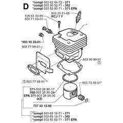 Cylinder Piston Assembly For Husqvarna 371XP Chainsaw
