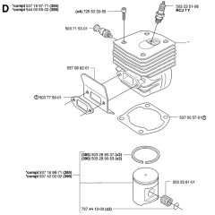 Cylinder Piston Assembly For Husqvarna 385XP Chainsaw