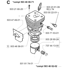 Cylinder Piston Assembly For Husqvarna 394XP Chainsaw