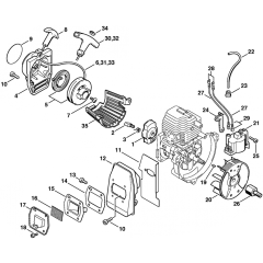 Rewind Starter Ignition System Assembly for Stihl BG72 Blower