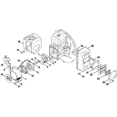 Rewind Starter Muffler Assembly for Stihl BR106 Blower