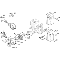 Rewind Starter Muffler Assembly for Stihl BR320 Blower