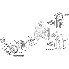 Rewind Starter Muffler Assembly for Stihl BR340 Blower