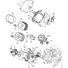 Carburetor bracket & Air filter Assembly for Stihl MS441 MS441C Chainsaws