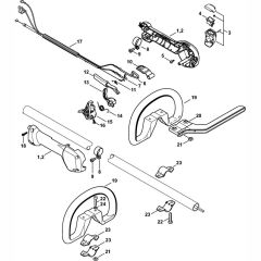 Control Handle Assembly for Stihl FR460C Backpack Brushcutter with Electric Starter