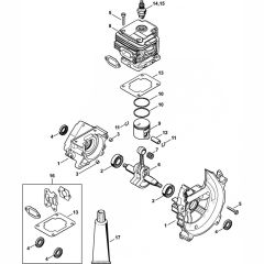 Crankcase & Cylinder 2-Mix Assembly for Stihl FR230 Backpack Brushcutter