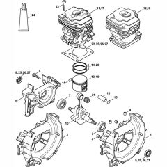 Crankcase & Cylinder Assembly for Stihl FR410C FR460TC Backpack Brushcutter