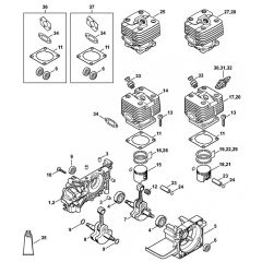 Crankcase & Cylinder Assembly for Stihl FS300 FS350 FS380 Clearing Saw
