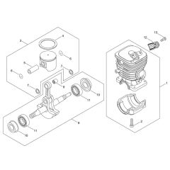 Cylinder, Piston, Crankshaft