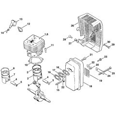 Cylinder Muffler Assembly for Stihl TS350 TS360 Disc Cutter