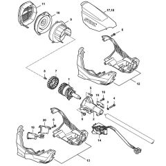 Electric motor & Motor housing Assembly for Stihl FSA130 FSA130R Cordless Trimmer