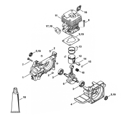 Stihl FS120 Crankcase Cylinder 2-Mix Assembly