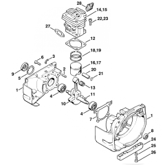Stihl FS160 FS180 Crankcase Cylinder Assembly
