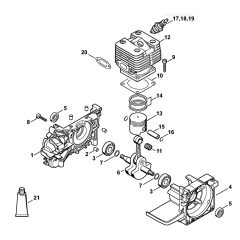 Stihl FS200 FS200r Crankcase Cylinder Assembly