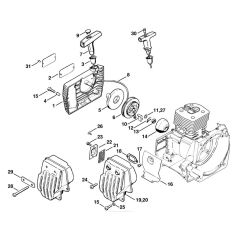 Rewind starter & Muffler Assembly for Stihl FS360 FS420 FS420L Clearing Saw