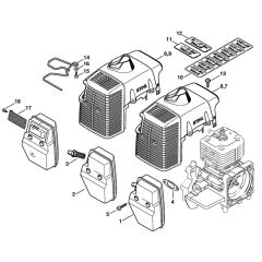 Muffler & Shroud Assembly for Stihl FS400 FS450 FS480 Clearing Saw