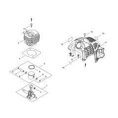 Cylinder, Piston, Crankshaft for ECHO HCA-236ES-LW Hedgetrimmer