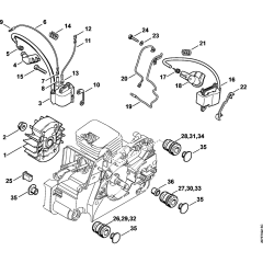 Ignition system & AV system Assembly for Stihl MS170 MS170C Chainsaws