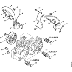 Ignition system & AV system Assembly for Stihl MS180 MS180C Chainsaws