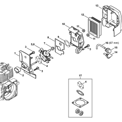Carburetor housing, Air filter Type 2 for Stihl KA120 KA120R KA250 Kombi Attachment Engine