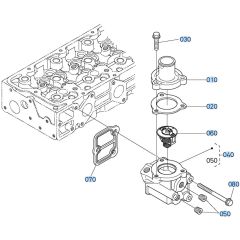 Water Flange Assembly for Kubota V2607-CR-T-E5 Engine